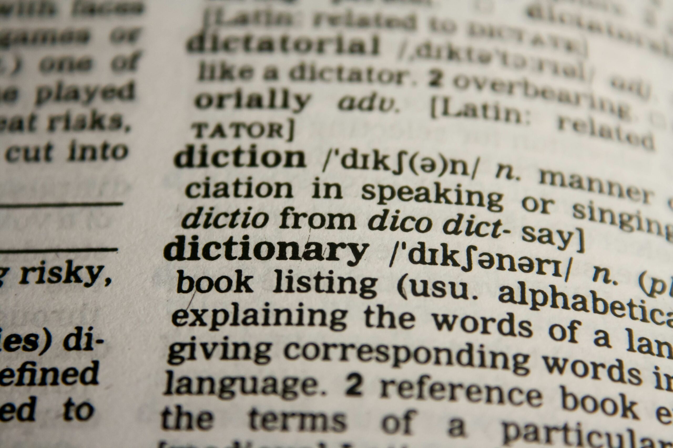 Wörterbuchtext Im Bokeh Effekt